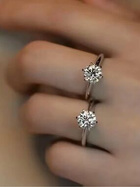 Classic Solitaire Crystal Ring in Silver